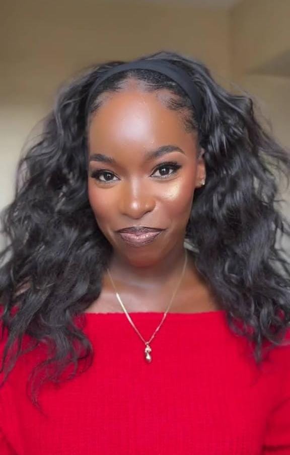 Cindie styling hair and showcasing her work